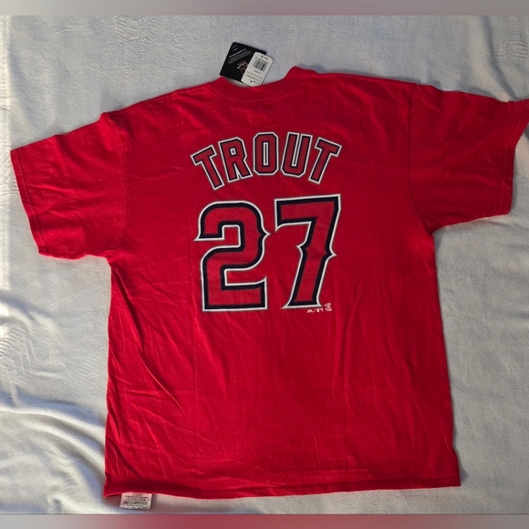 Angels Red Team Lockup Tee MLB Men’s Large Authentic Logo Short Sleeve Shirt NWT - Picture 4 of 8